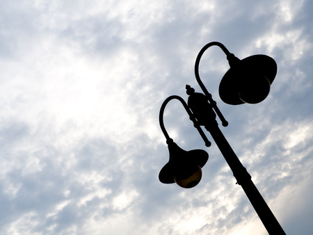 Street bulb at evening time with clouds space not brightの写真素材