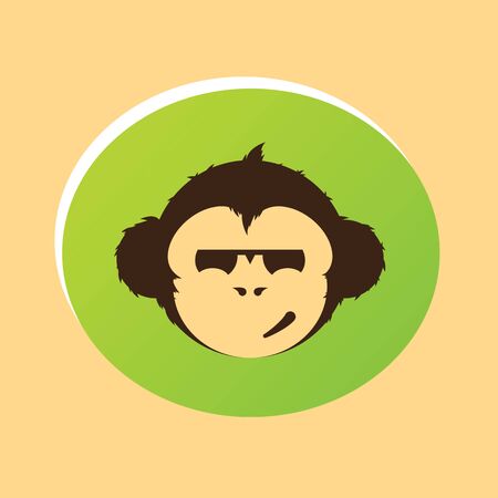 Monkey head. Monkey face in ellipse icon.のイラスト素材