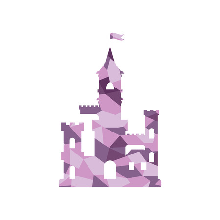 flat castle icon, abstract medieval kids castle silhouetteのイラスト素材