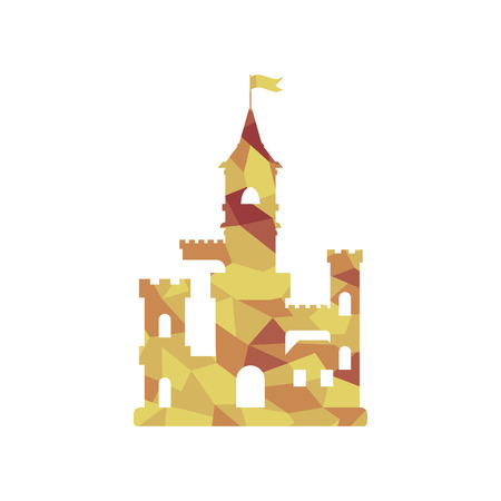 flat castle icon, abstract medieval kids castle silhouetteのイラスト素材