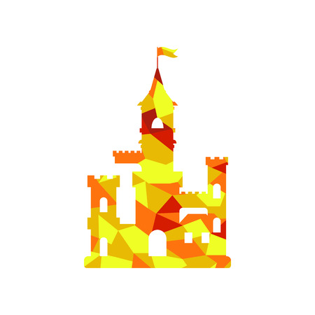 flat castle icon, abstract medieval kids castle silhouetteのイラスト素材