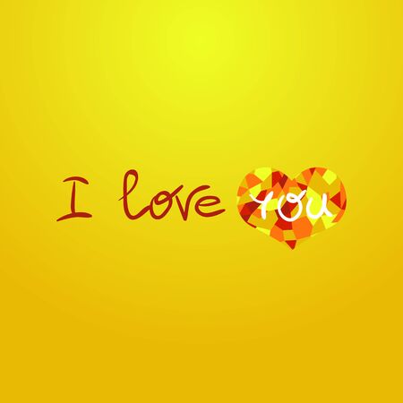 Hand lettering typography poster. Romantic quote 'I love you'. For greeting cards, Valentine day, wedding and other decorations. Vector illustrationのイラスト素材