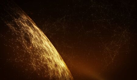 Communication lines Around Earth Globe, Futuristic Technology Theme Background with Light Effect