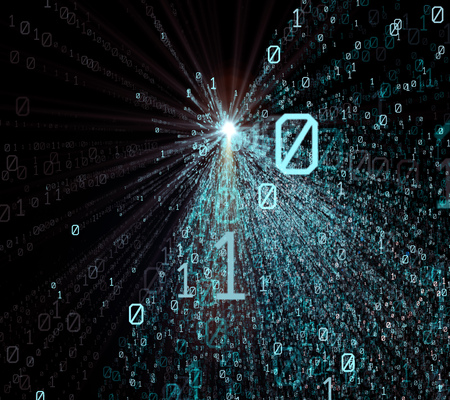 3D illustration. Computer binary code color  blur bokeh, backdrop, background numbers depth of field
