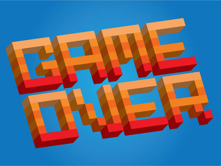 Retro arcade style game over logo, dead player, final encounterのイラスト素材