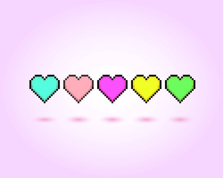 Lovely five pastel color hearts floating on pink backgroundのイラスト素材
