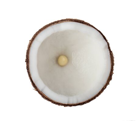 Coconut Half isolated on white background. Top view.の写真素材