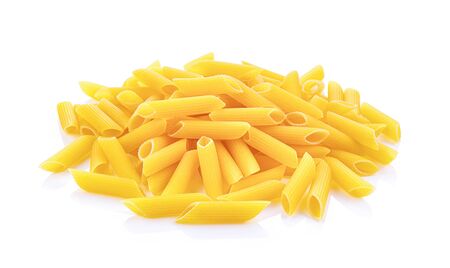 macaroni pasta isolated on white backgroundの写真素材