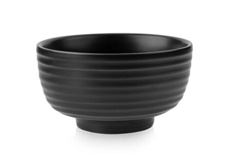black bowl isolated on white backgroundの写真素材