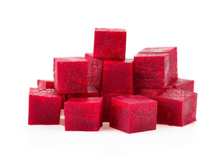 Beetroot slices isolated on white backgroundの写真素材