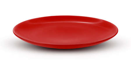 red  plate isolated on white backgroundの写真素材