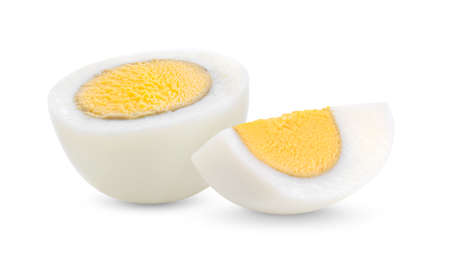 boiled egg isolated on white background full depth of fieldの写真素材