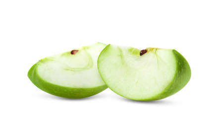 piece of green apple isolated on a white backgroundの写真素材