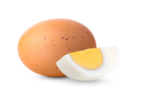 boiled egg isolated on white backgroundの写真素材