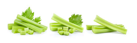 fresh celery isolated on white backgroundの写真素材