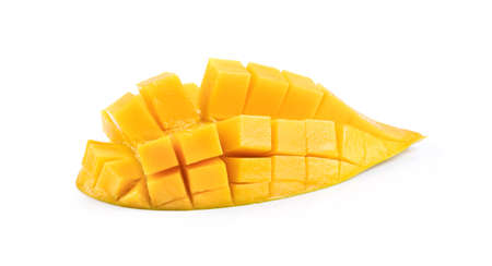 half ripe mango isolated on white backgroundの写真素材