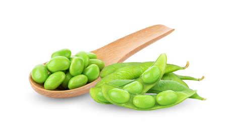 edamame beans isolated on white backgroundの写真素材