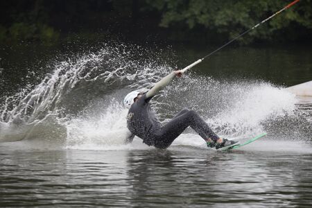 Wakeboard Tournament devoted to day of town of Balashikha, a city park, river Pekhorka, September 5, 2015のeditorial素材