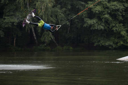 Wakeboard Tournament devoted to day of town of Balashikha, a city park, river Pekhorka, September 5, 2015のeditorial素材
