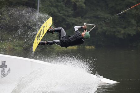 Wakeboard Tournament devoted to day of town of Balashikha, a city park, river Pekhorka, September 5, 2015のeditorial素材