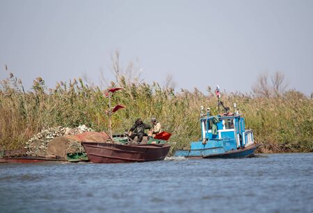 Industrial fishing in the delta of the Volga River, 18 September 2015のeditorial素材