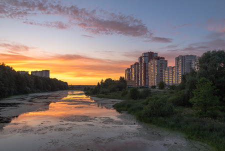 Summer Landscape, Sunset on Pekhorka on Zarechnaya Street, Balashikhaの写真素材
