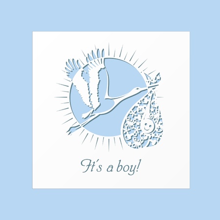 Stork carrying a baby boyのイラスト素材