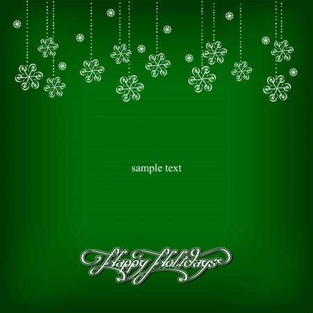 xmas, green background with snowflakesのイラスト素材