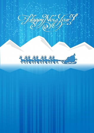 mountains, santa claus, deer, north, northern lightsのイラスト素材