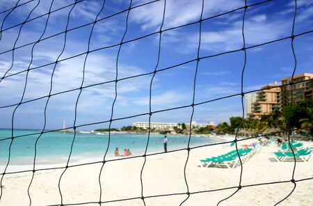 Fenced off area of tropical beachの写真素材