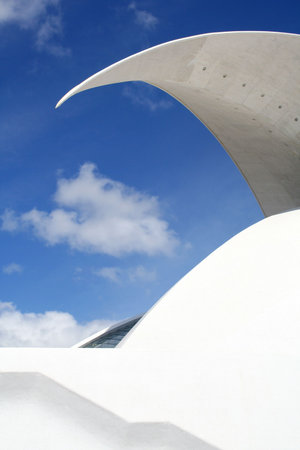 Modern archway with blue skyの写真素材