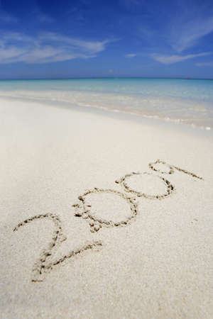 2009 written in the sand の写真素材