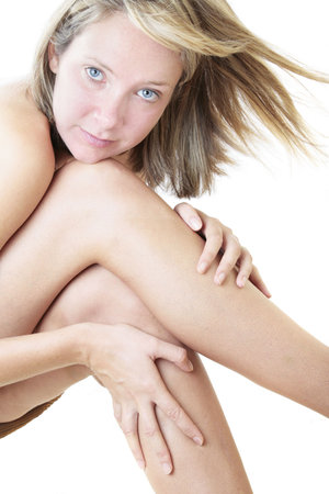Nude woman sittingの写真素材