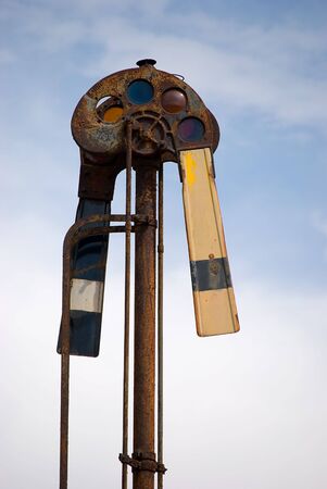Antique train signal from the early 20th centuryの写真素材