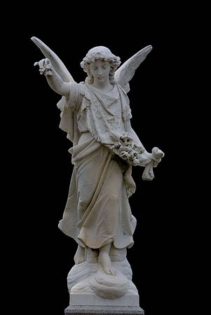 Angel monument isolated on blackの写真素材
