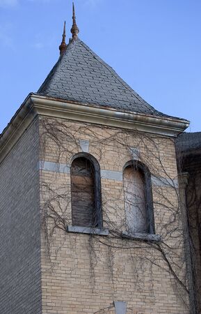 Dilapidated old church steeple の写真素材