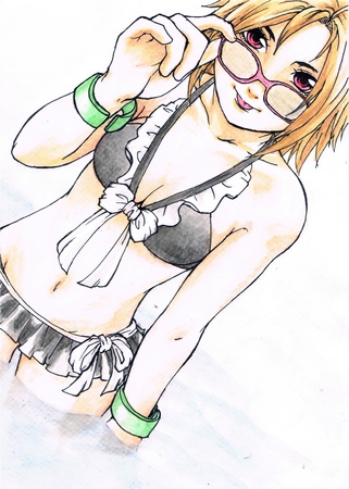 A girl in a swimsuit on summer holidayの写真素材