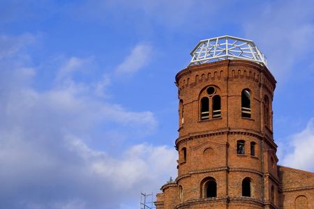 Old gray and weatherbeaten smelting industry factoryの写真素材