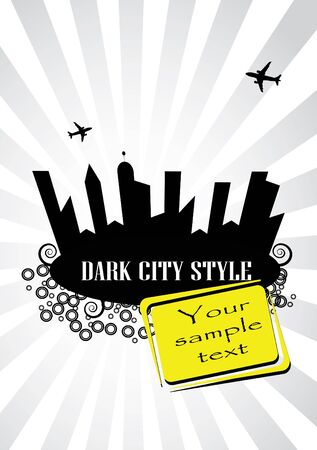 vector illustration of abstract urban design with yellow frameの写真素材