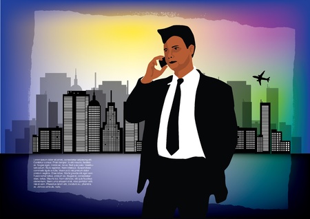 businessman on city viewのイラスト素材