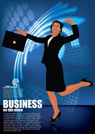 businesswoman on digital backgroundのイラスト素材