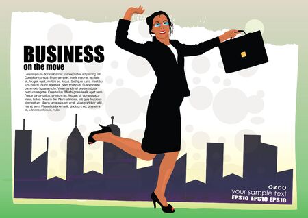 illustration of happy businesswomanのイラスト素材