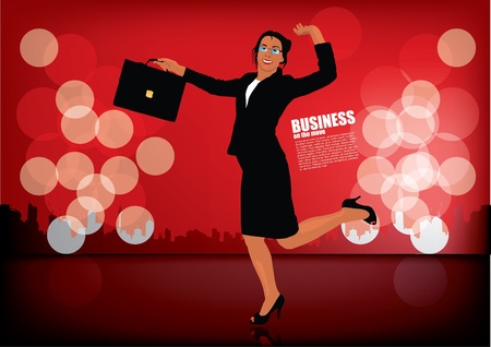businesswoman on decorative backgroundのイラスト素材