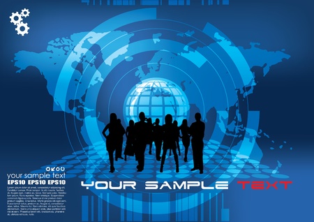 business team on blue business backgroundのイラスト素材
