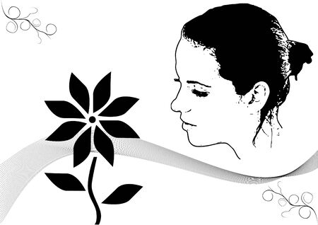 woman face abstract backgroundのイラスト素材