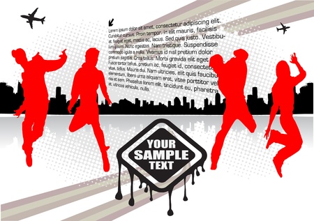 abstract dancing peopleのイラスト素材