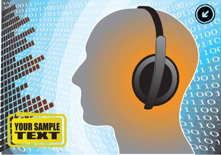 head with headphones abstract vectorのイラスト素材