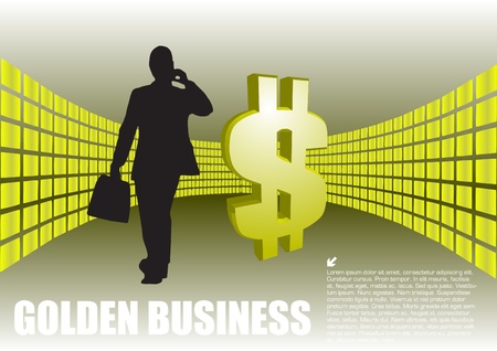 businessman and the golden space with dollar signのイラスト素材