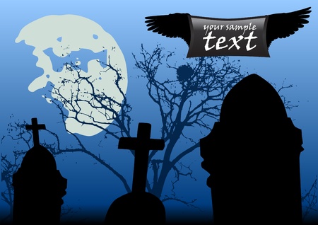 Cemetery at scary night のイラスト素材