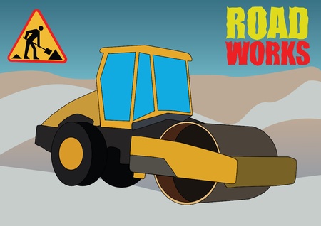 road works vehicle on boring backgroundのイラスト素材